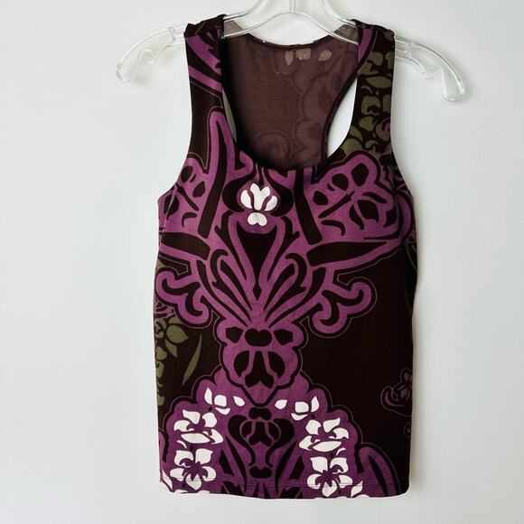 Athleta Floral Tank Top Racerback Built in Bra Athletic Purple Size 36B - Picture 1 of 7